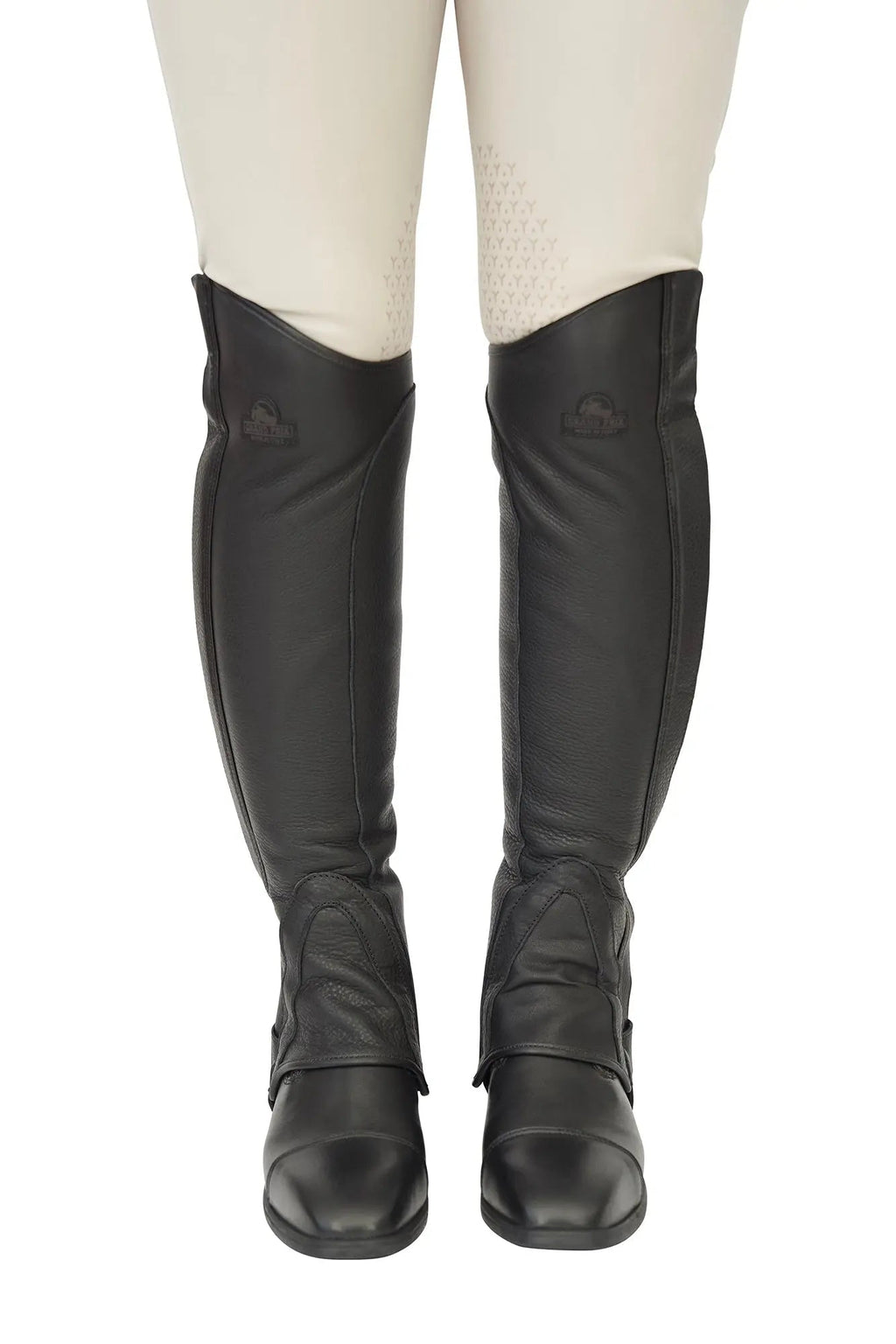 Grand Prix LC Italian Full Leather Half Chaps, Black